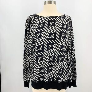 🎉Ellen Tracy Black/White Geometric Long Sleeve